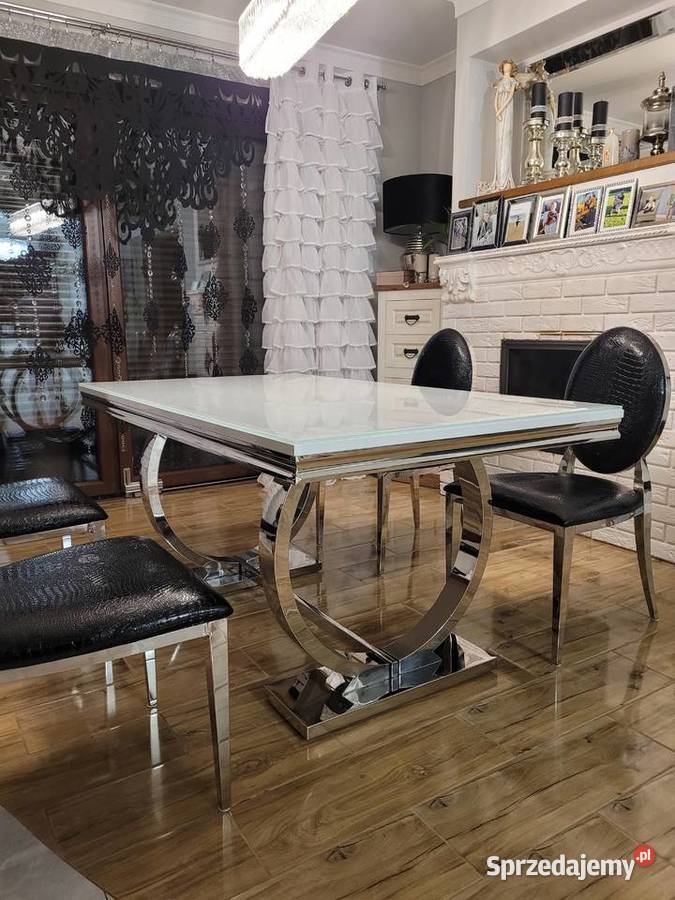 STÓŁ LUXURY SREBRNY stół glamour AKANT Gierałtowiczki