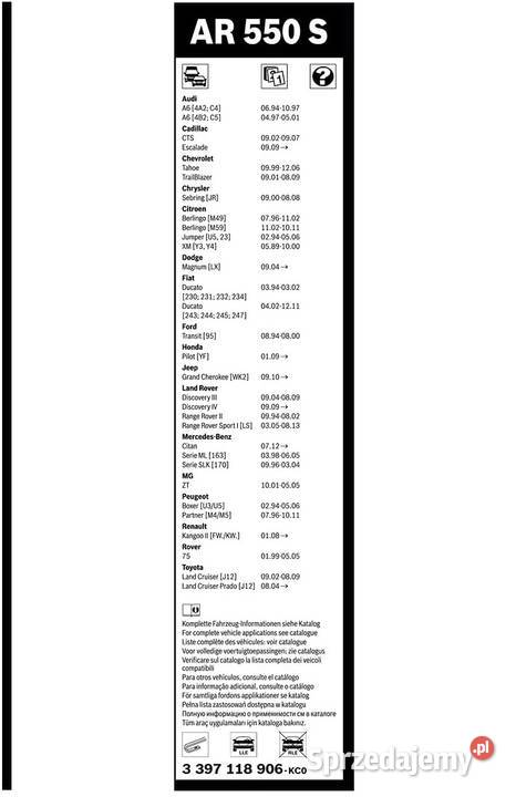 WYCIERACZKI BOSCH AEROTWIN AR550S Audi 100 C4 A6 Gaszowice