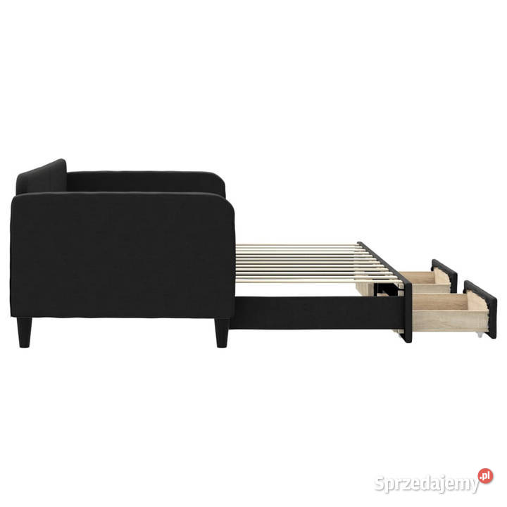 Sofa rozsuwana z szufladami czarna tkanina Warszawa
