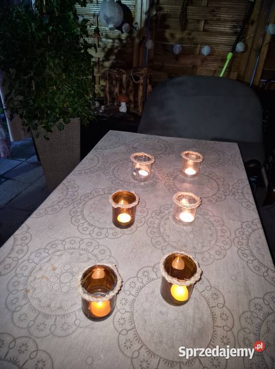 Świecznik handmade ze szkła z odzysku rustykalny śląskie Pszów