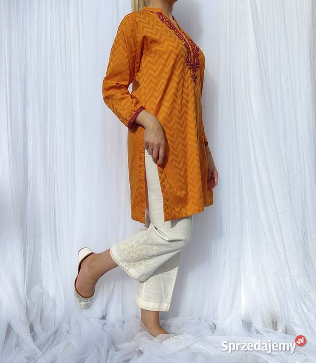 Pomarańczowa tunika Bollywood XL 42 kameez haft Szczecin