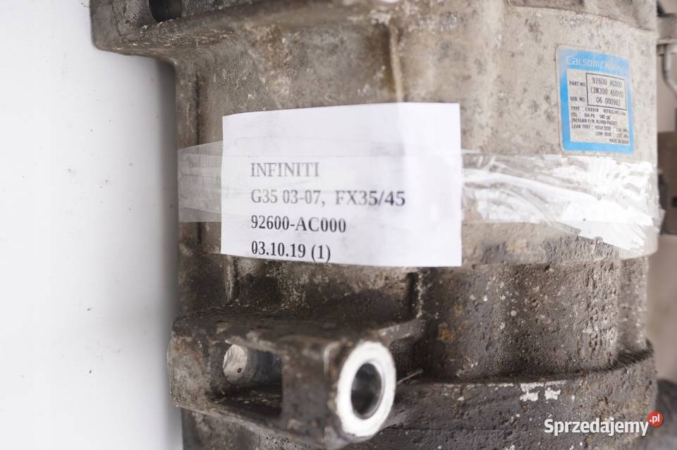 SPRĘŻARKA KLIMATYZACJI INFINITI FX35 0306 G35 02 Ogrzewanie, wentylacja i klimatyzacja