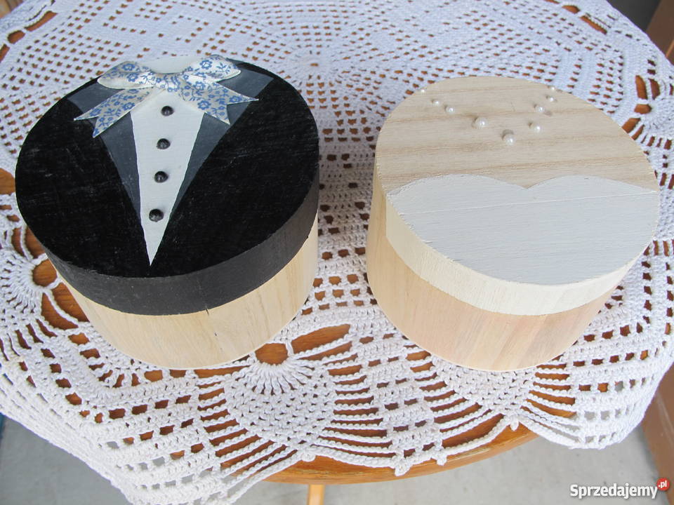 Dwie szkatułki małżeńskie drewniane Olkusz