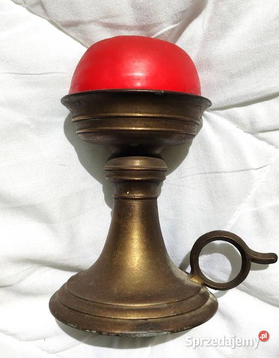 stary świecznik kaganek mosiężny Gdańsk