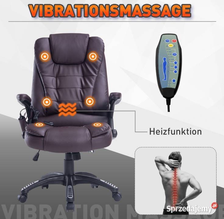 Fotel z masujący biurowy masaż grzanie brązowy Dom i Ogród sprzedam