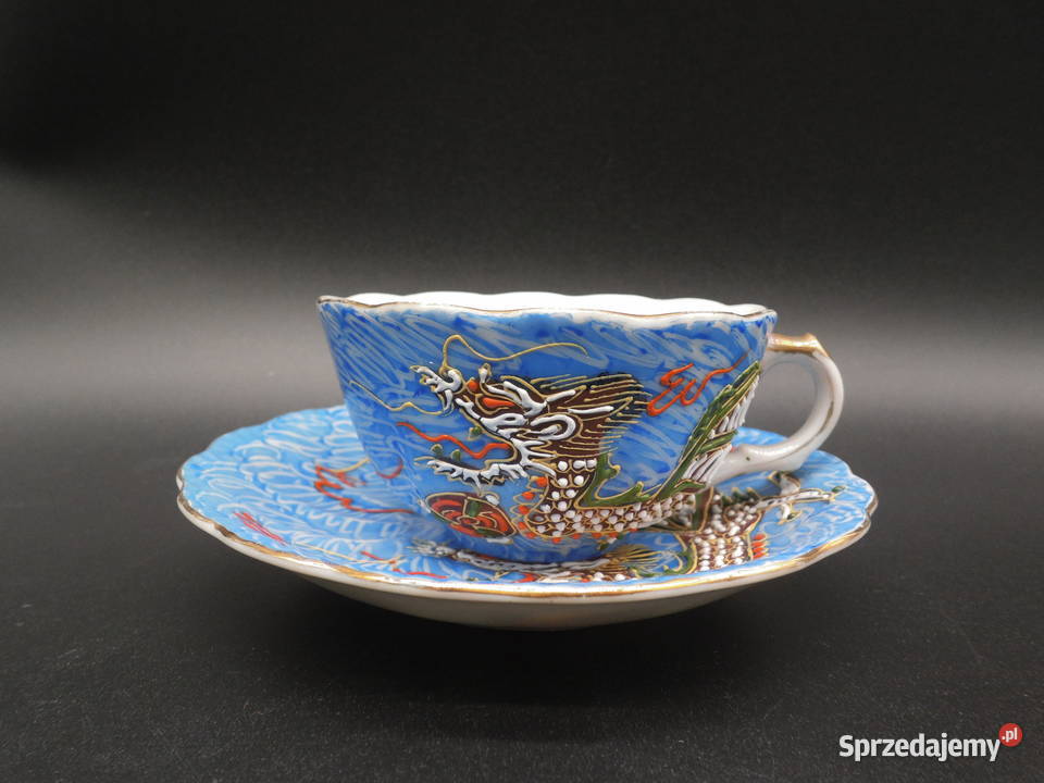 Japońska filiżanka ze spodkiem dragonware Raszków