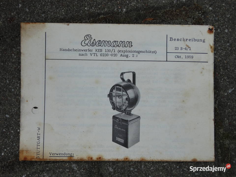 UNIKAT Lampa Wojskowa Eisemann KEB 1301 1962
