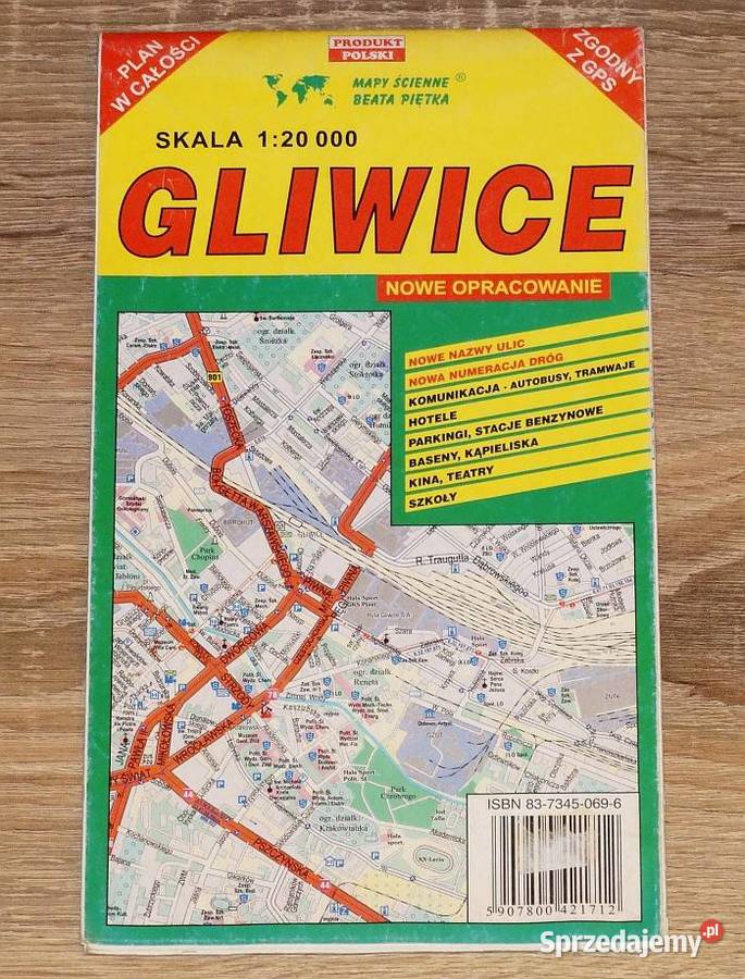 Plan miasta Gliwice mapa w skali 120000 zgodna z sprzedam