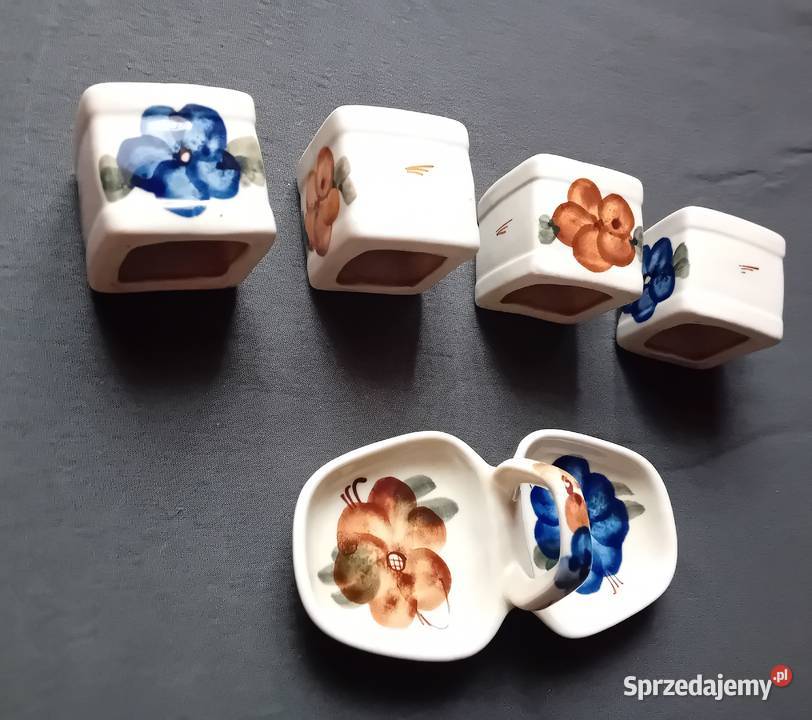 Ceramiczny zestaw przyprawnikkabaret 4 jajcarki Koźminek