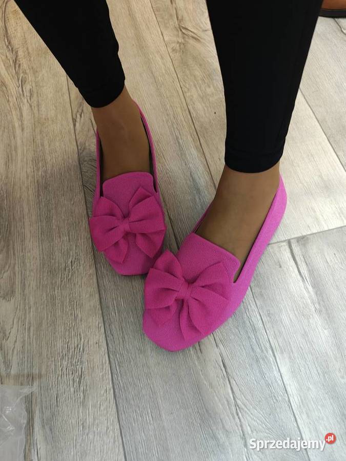 43 Różowe letnie mokasyny baleriny z kokardą Kraków