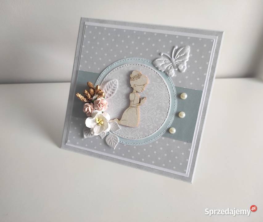 Kartka ręcznie robiona Komunia Święta handmade Łódź sprzedam