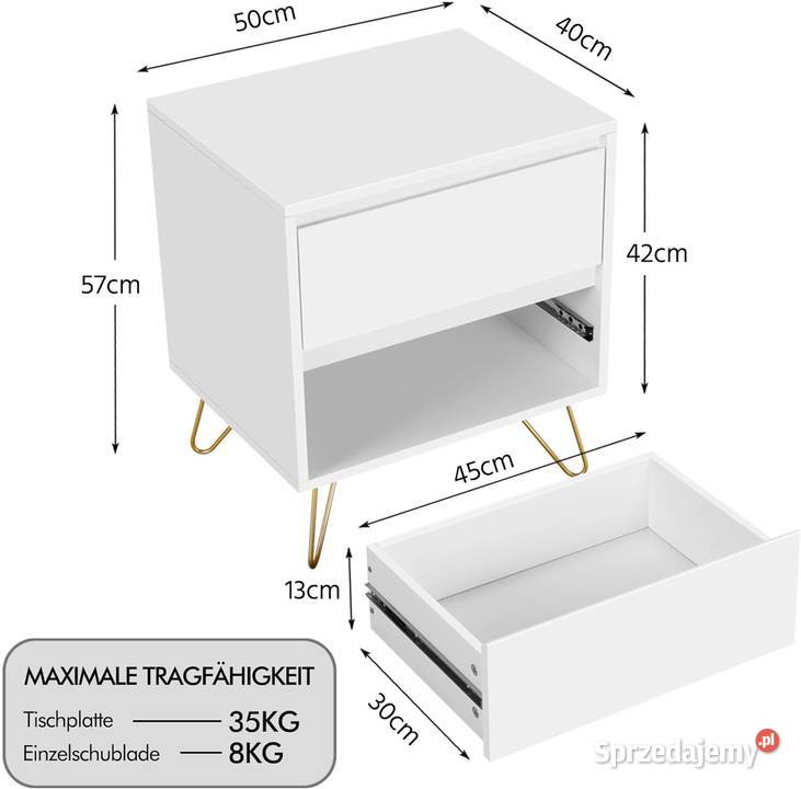 Yaheetech Szafka nocna komoda 2 szuflady nogi z 50cm Bobolice sprzedam