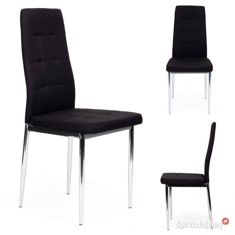 Krzesła tapicerowane czarne pikowane 4x krzesło do salonu ja
