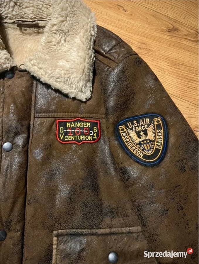 Kurtka Skóra Naturalna USA Top Gun A2 Shearling Kurtki i płaszcze Moda i Styl Poraj