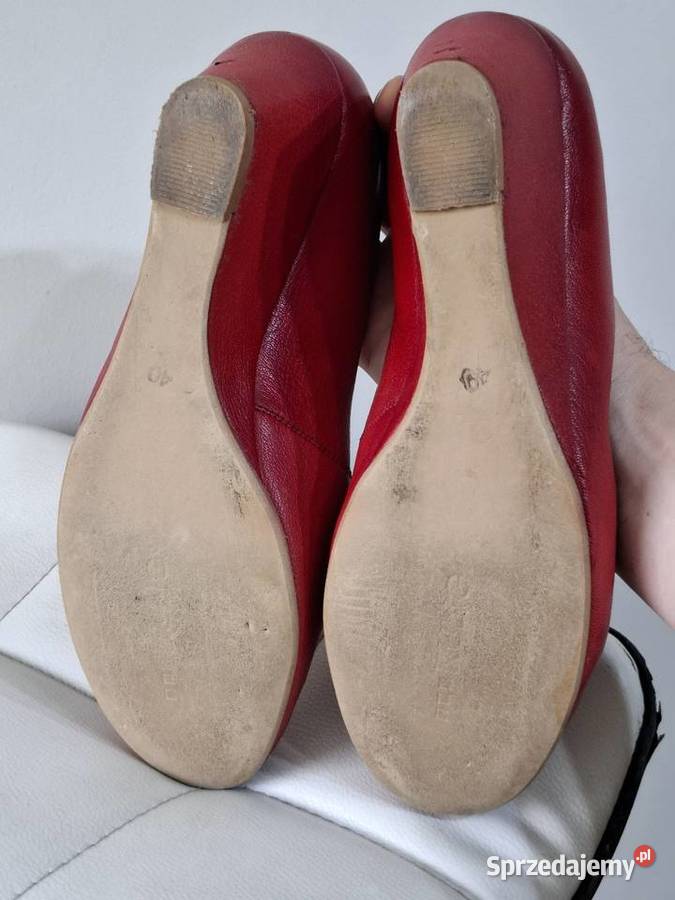 Skórzane czerwone czółenka Kulig peep toe czerwony Kraków