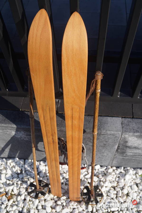Stare drewniane narty dziecięce 100 kijki Pruchnik sprzedam