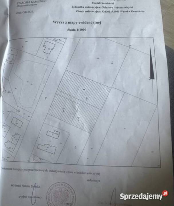 Działka budowlana Wysoka Kamieńska