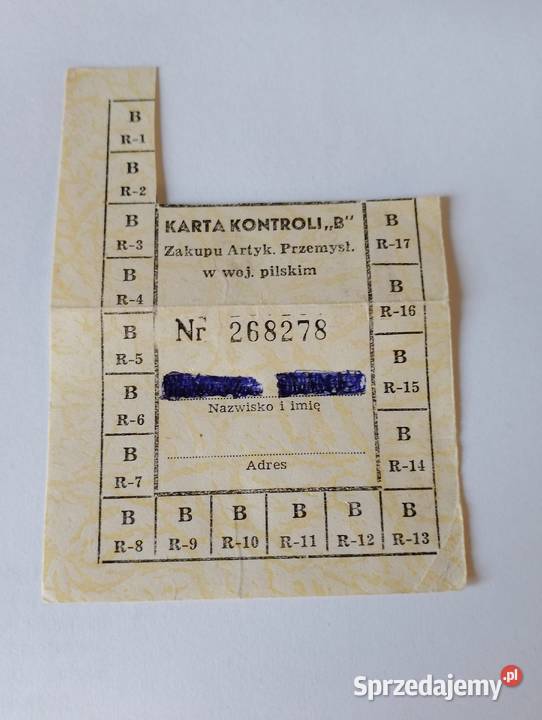KARTA kontroli B zakupu art przemysłowych w Złotniki