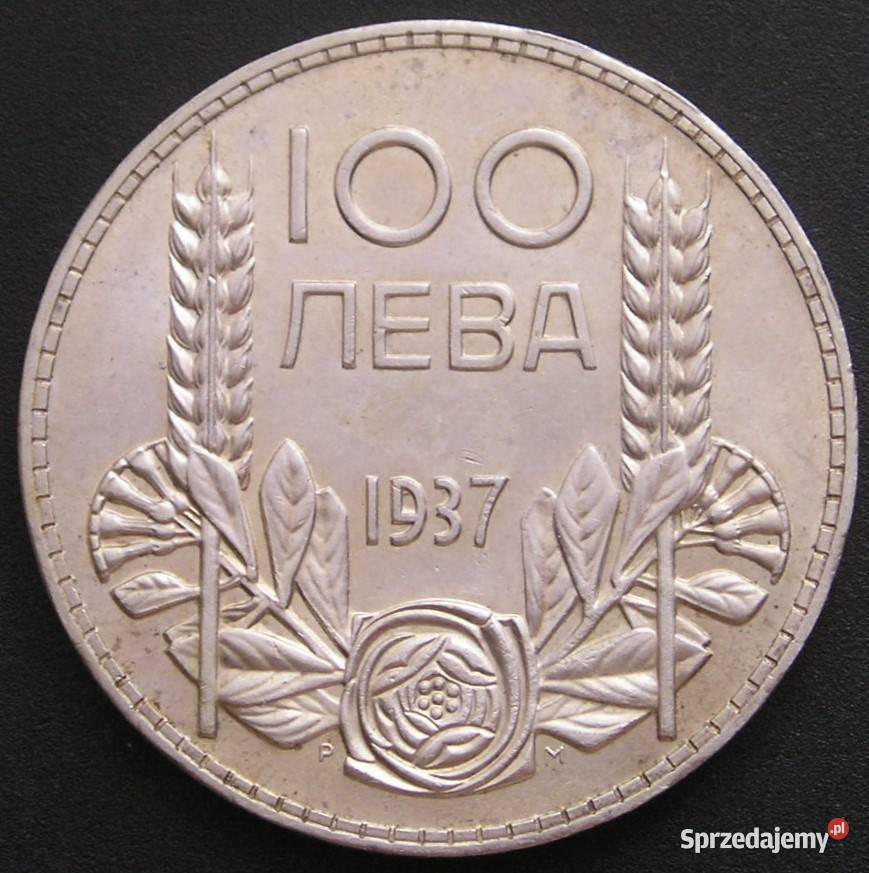 Bułgaria 100 lewa 1937 SREBRO car Borys III stan Łódź