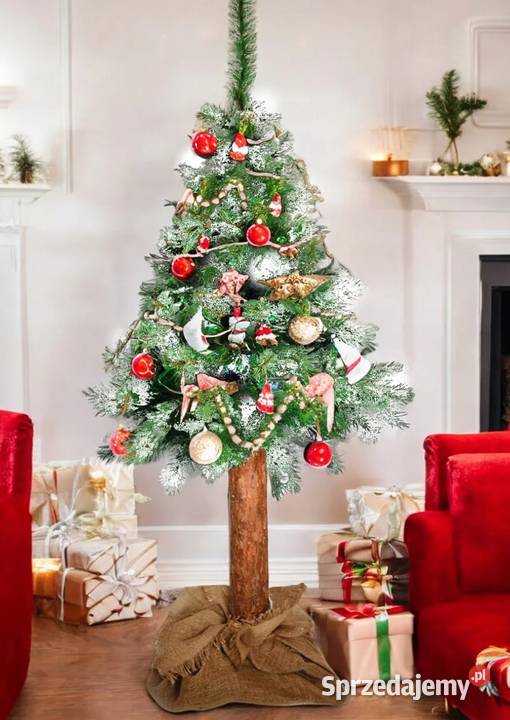 Sztuczna Choinka 180 na naturalnym pniu Kołbiel