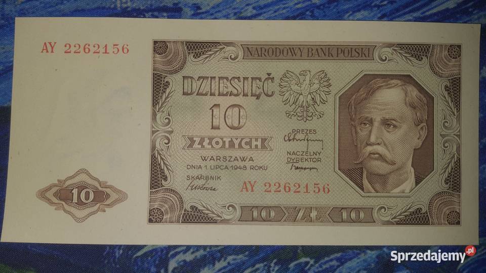 Rzadka seria 10 złotych 1948 s AY UNCUNC