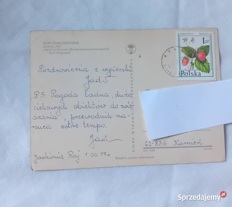 Pocztówka Góry Świętokrzyskie jaskinia Raj KAW Kolekcje Koźminek sprzedam