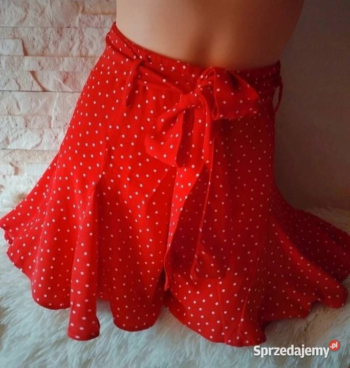 Nowe czerwone spódnicospodnie Zara 40 L kropki Rozmiar 40(L) Spodnie Puławy