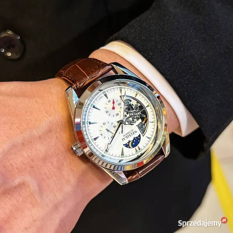 Stylowy NOWY elegancki męski zegarek z Mechanizm Warszawa