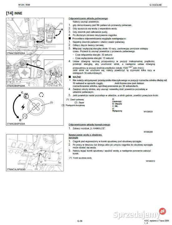 Kubota M128GX2 instrukcja napraw POLSKU Antykwariat Gdańsk