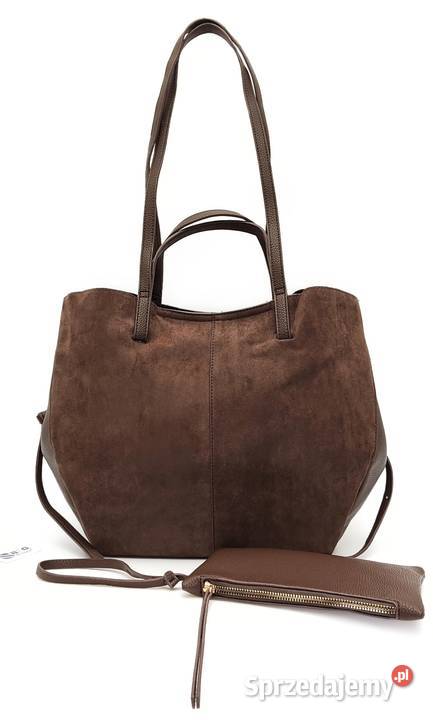Torebka Czekoladowa Zamsz GALLANTRY Poszerzana Torby i torebki