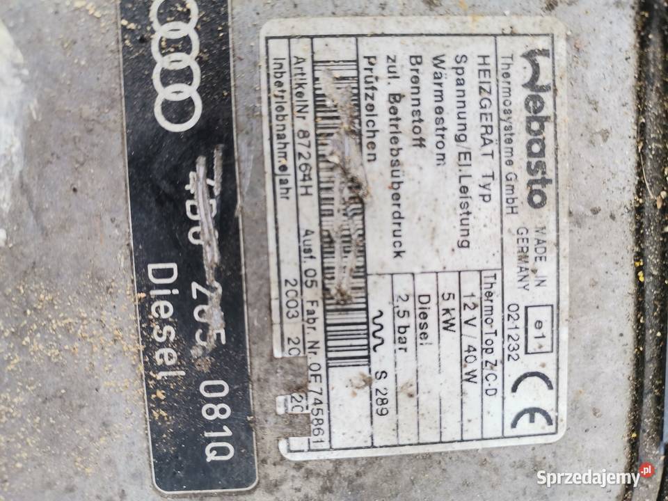 Sprzedam AUDI A6 C5 WEBASTO THERMO TOP ZCD Motoryzacja Gubin