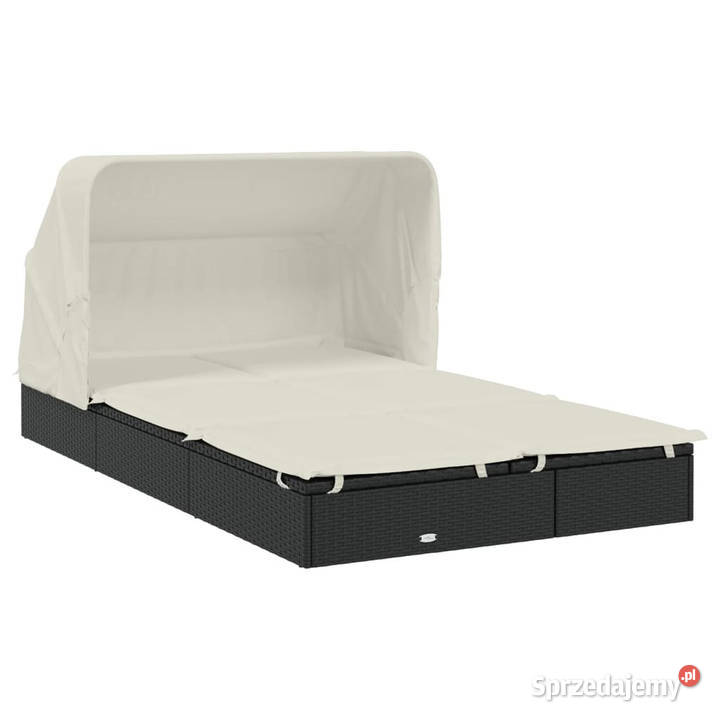 Leżak 2os składany dach czarny 213x118x97