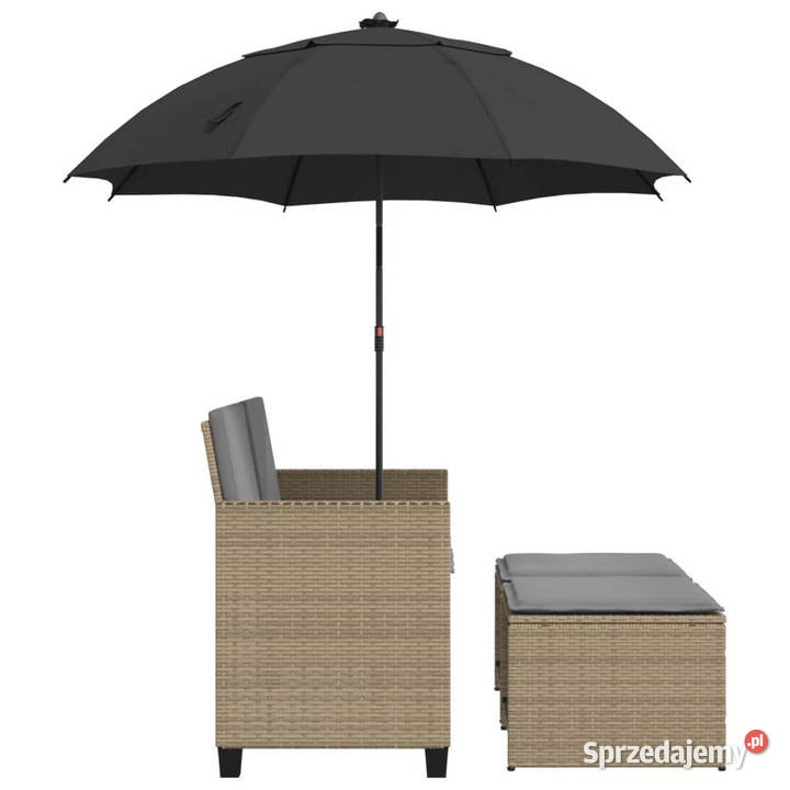 2os sofa ogrodowa z parasolem i stołkami beżowa mazowieckie