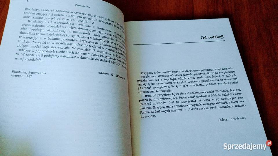 Wstęp do topologii różniczkowej Andrew H Wallace Książki naukowe i popularnonaukowe pomorskie sprzedam