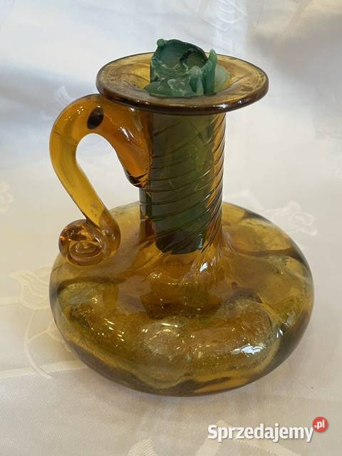 Szklany świecznik kaganek Huta Laura Tarnów małopolskie Kraków