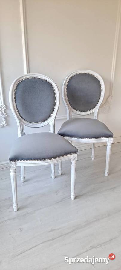 Soulowe szare krzesło Medalion Shabby Chic