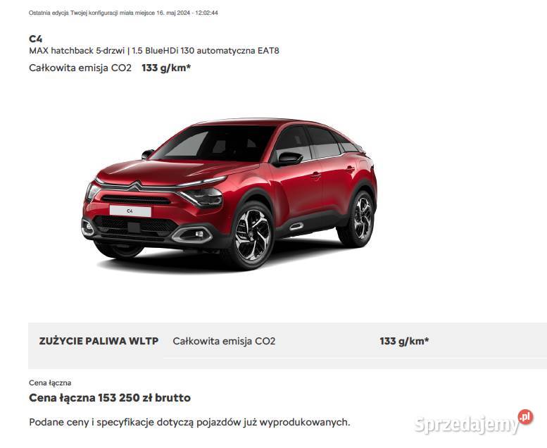 CITROEN C4 Polski salon najbogatsza wersja Skóra automatyczna C4 Motoryzacja Płock