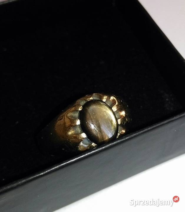 Złoty pierscionek 10K z brązowym szafirem Blachownia