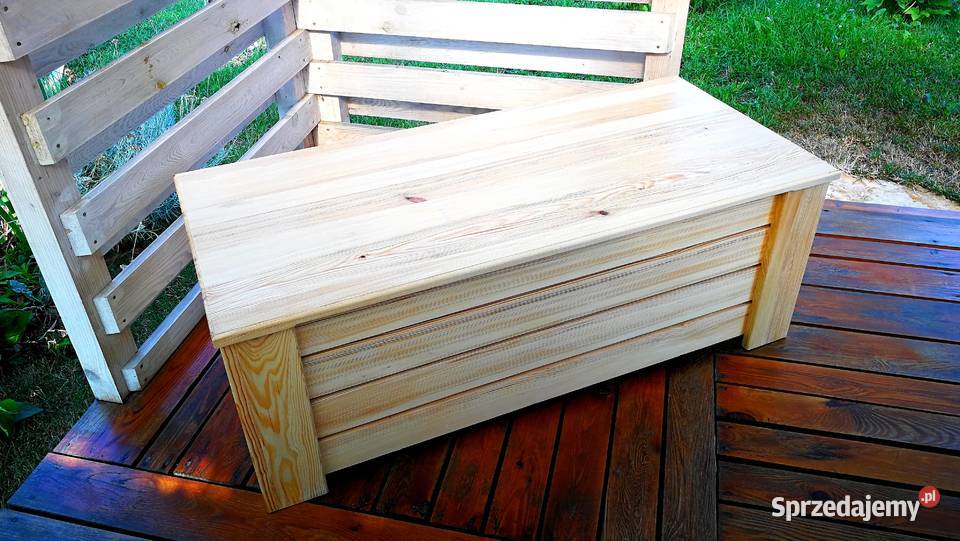 Skrzynia drewniana stolik kawowy pufa siedzisko 100cm świętokrzyskie Radków