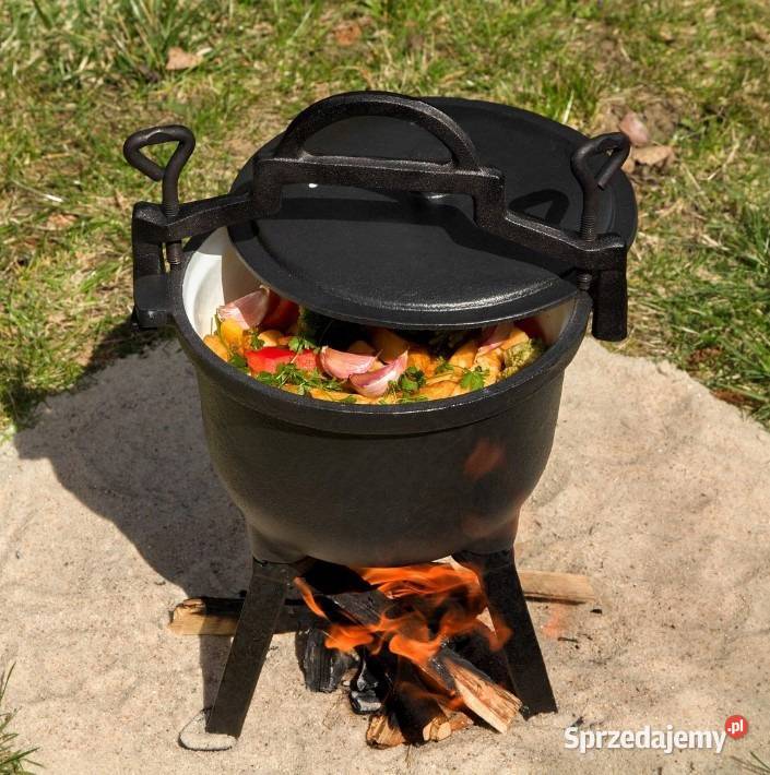 KOCIOŁEK ŻELIWNY GARNEK MYŚLIWSKI EMALIOWANY 4L Skawina