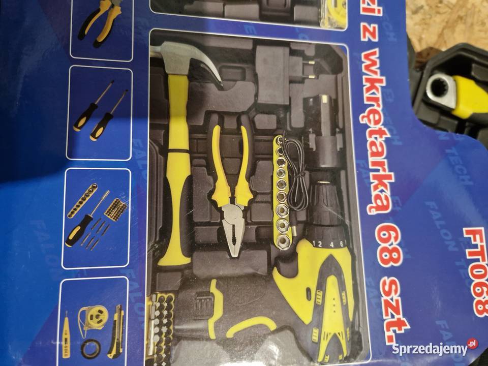 Zestaw narzędzi wkrętarka młotek szczypce 68el Elektryczne Głogowa