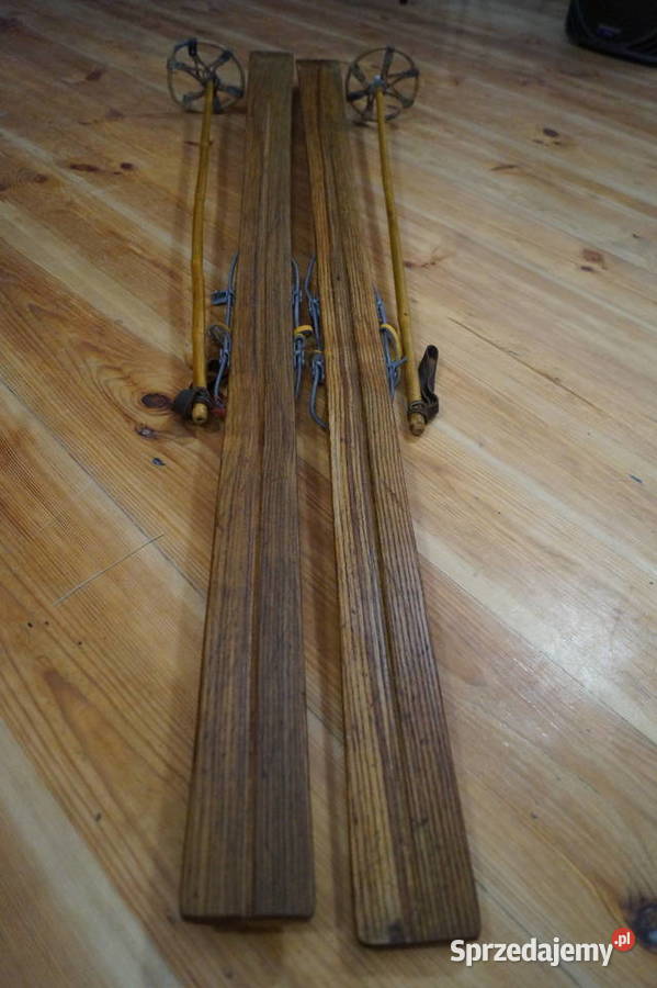 Stare narty jesionowe 185 z kijkami Pruchnik