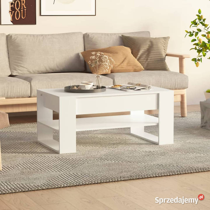 Stolik kawowy biały 102x55x45 materiał Warszawa
