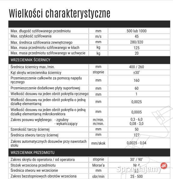 Szlifierka do wałków i otworów RUP280B x 500 Wierzchosławice
