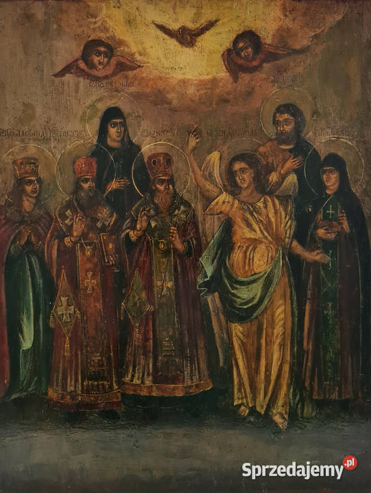 Ikona Archanioł Gabriel Święci XIX wiek 0252 Malarstwo mazowieckie Warszawa