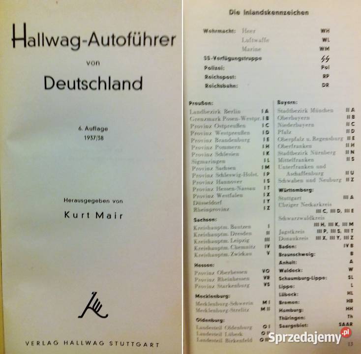 Hallwag Autofhrer von Deutschland 193738 mazowieckie sprzedam