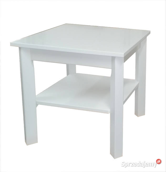 STÓŁ Ława BIAŁA KWADRAT 80 80 PÓŁKA KOLORY 75cm Tołkiny