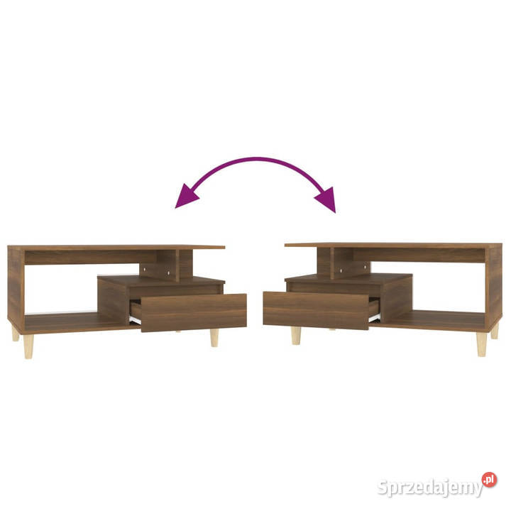 Stolik kawowy brązowy dąb 90x49x45 materiał Warszawa
