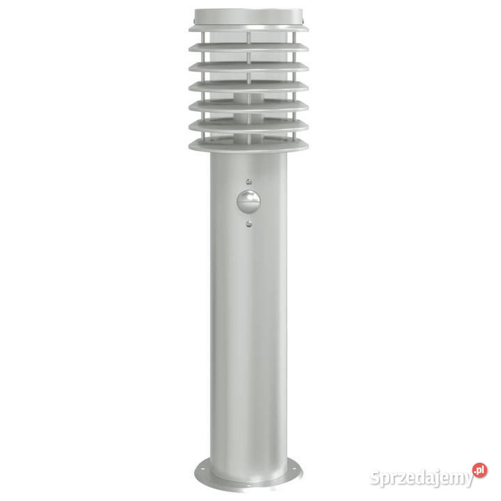 Lampy ogrodowe na słupku z czujnikiem 3 srebrne