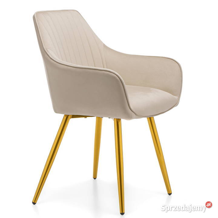 Beżowe Krzesło Passo Złote Nogi Wysyłka 24H Tarchały Małe